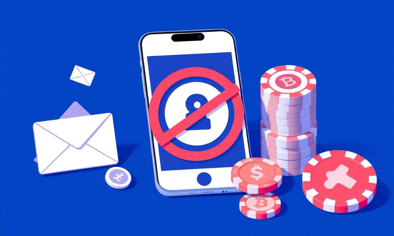 Smartphone med överstruken BankID-symbol bredvid kort och kryptochips